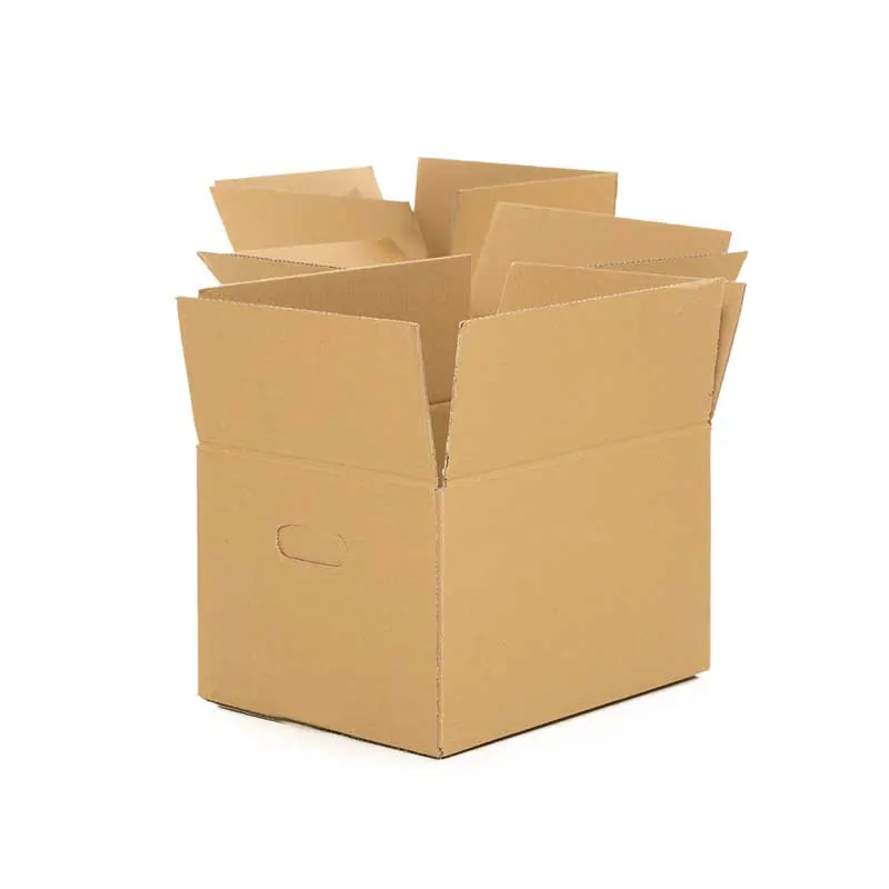 Brown kraft RSC shipping carton with open top flaps